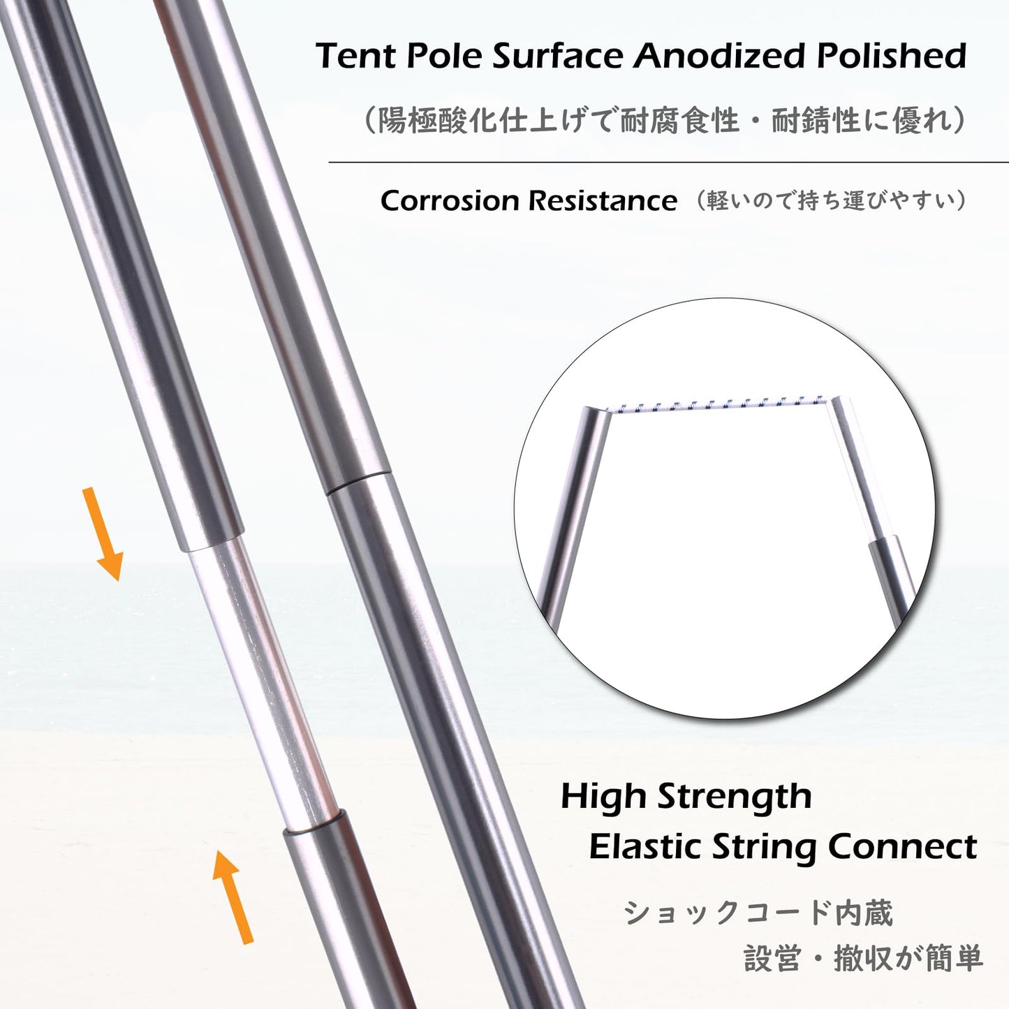 TRIWONDER Tent Poles Replacement Aluminum Camping Rod Accessories Pre-Assembled Tent Pole Repair Kit, 2 Pcs (12.1ft (370cm))