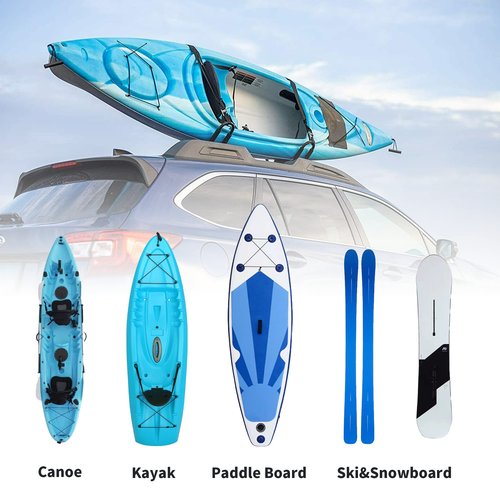 FDB J Cross Bar 2 Pairs = 4 PCS Universal Kayak Canoe Top Mount Carrier Roof Rack Boat SUV Truck Van Car with 4 pcs Tie Down Straps