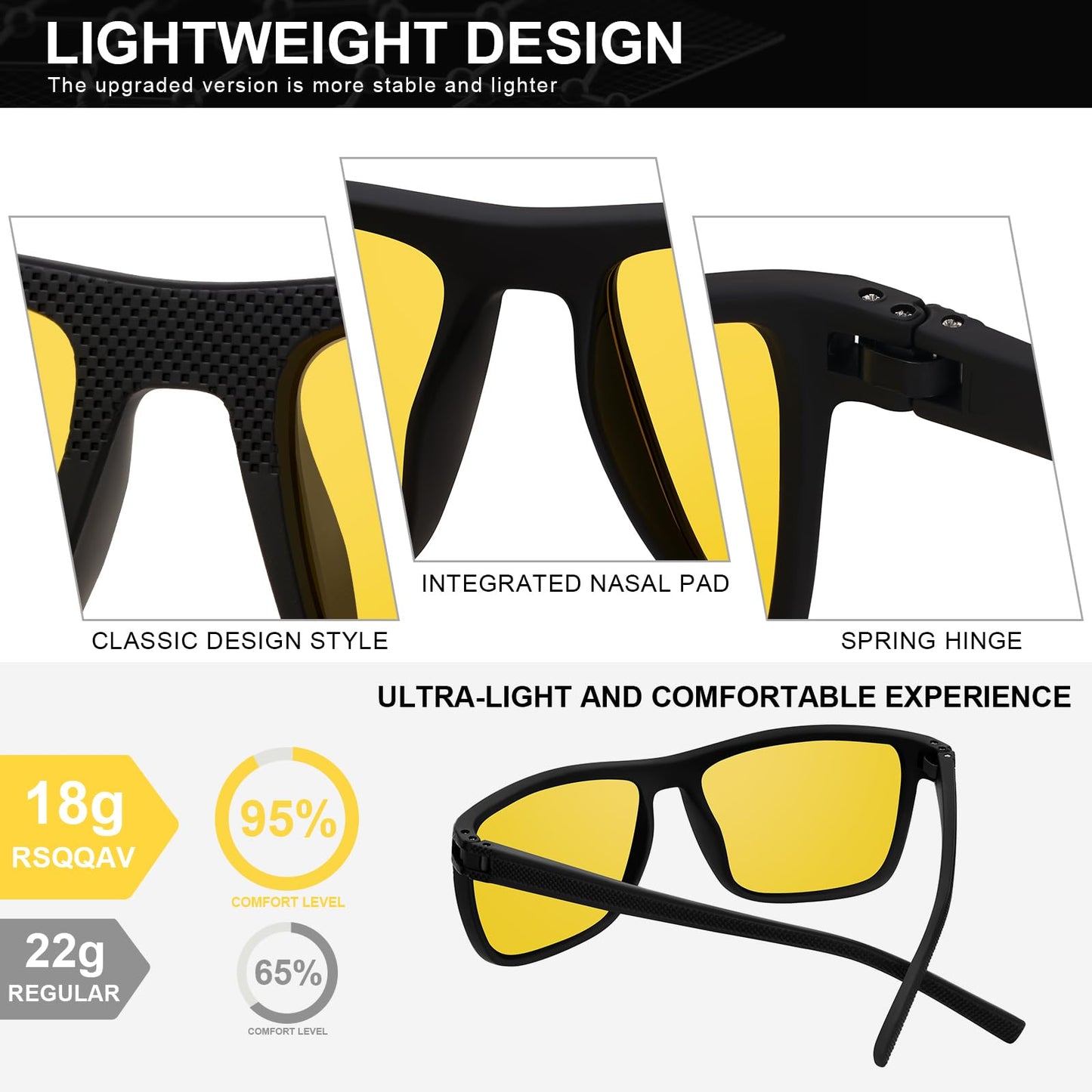 RSQQAV Polarized Sunglasses for Men Square Lightweight Frame Sun Glasses UV Protection for Driving Fishing Golf