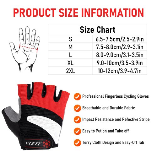 vtgrf Men’s Cycling and MTB Gloves, with Fingerless Style. Women’s Workout Gloves Too.