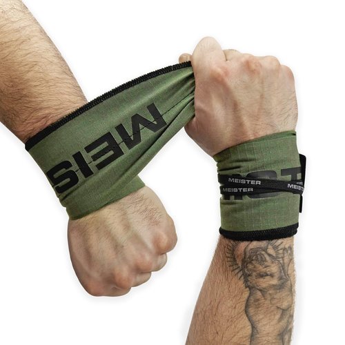 Meister Lockdown Wrist Wraps - Adjustable Non-Stretch Support for Weightlifting, Strength & Cross Training - Ranger Green
