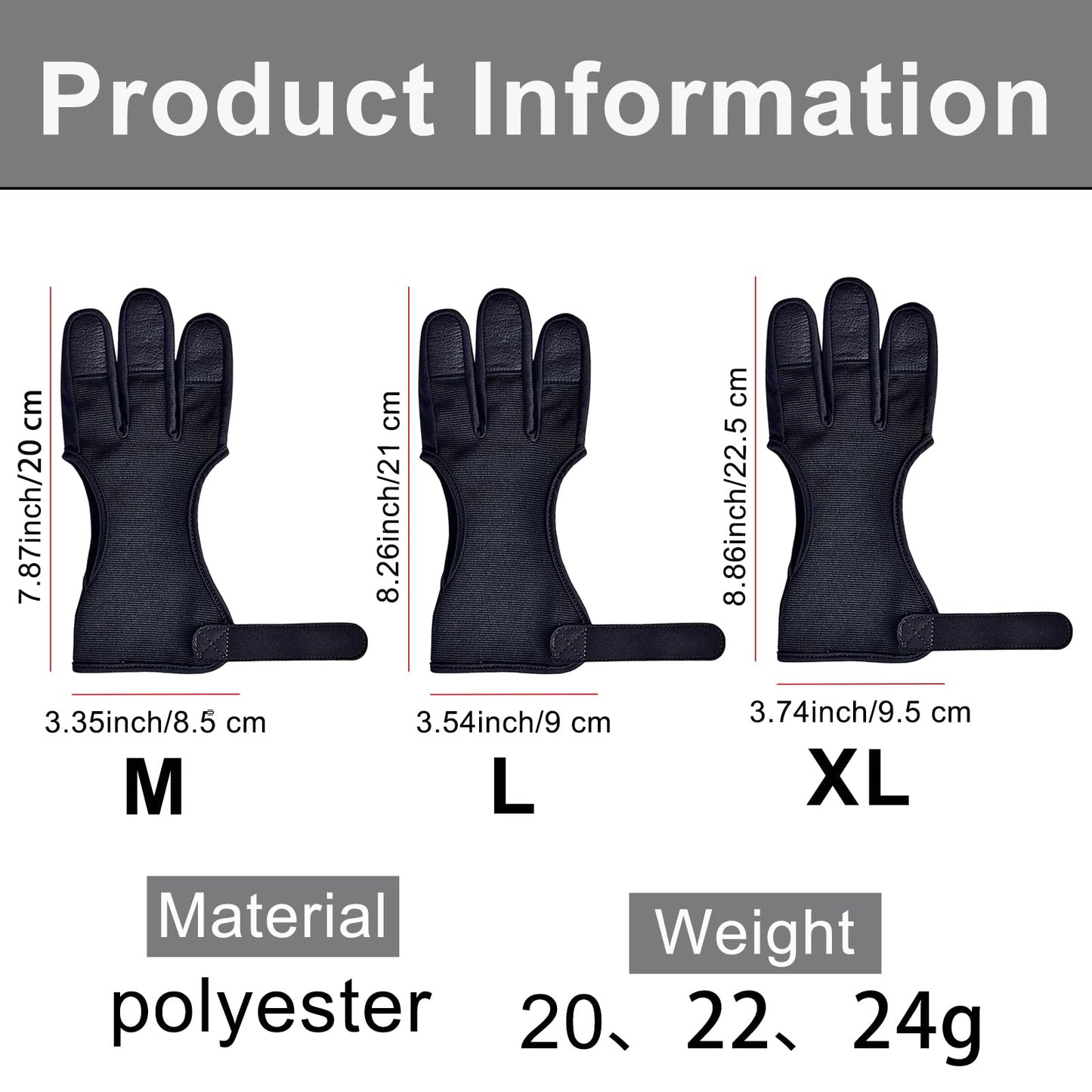 KURUGEILI Archery Glove Three Finger Protector with Leather Pad Shooting Hunting 3-Finger Guard for Youth Adult Man Woman and Beginner Protective Gear Accessories-M