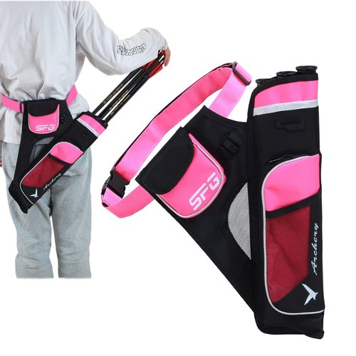 SOPOGER 3/4 Tube Archery Hip Quiver for Arrows Bow Belt Waist Hanged Quiver Fit for Compound Bow and Recurve Bow Target Archery (Pink(3 Tube))