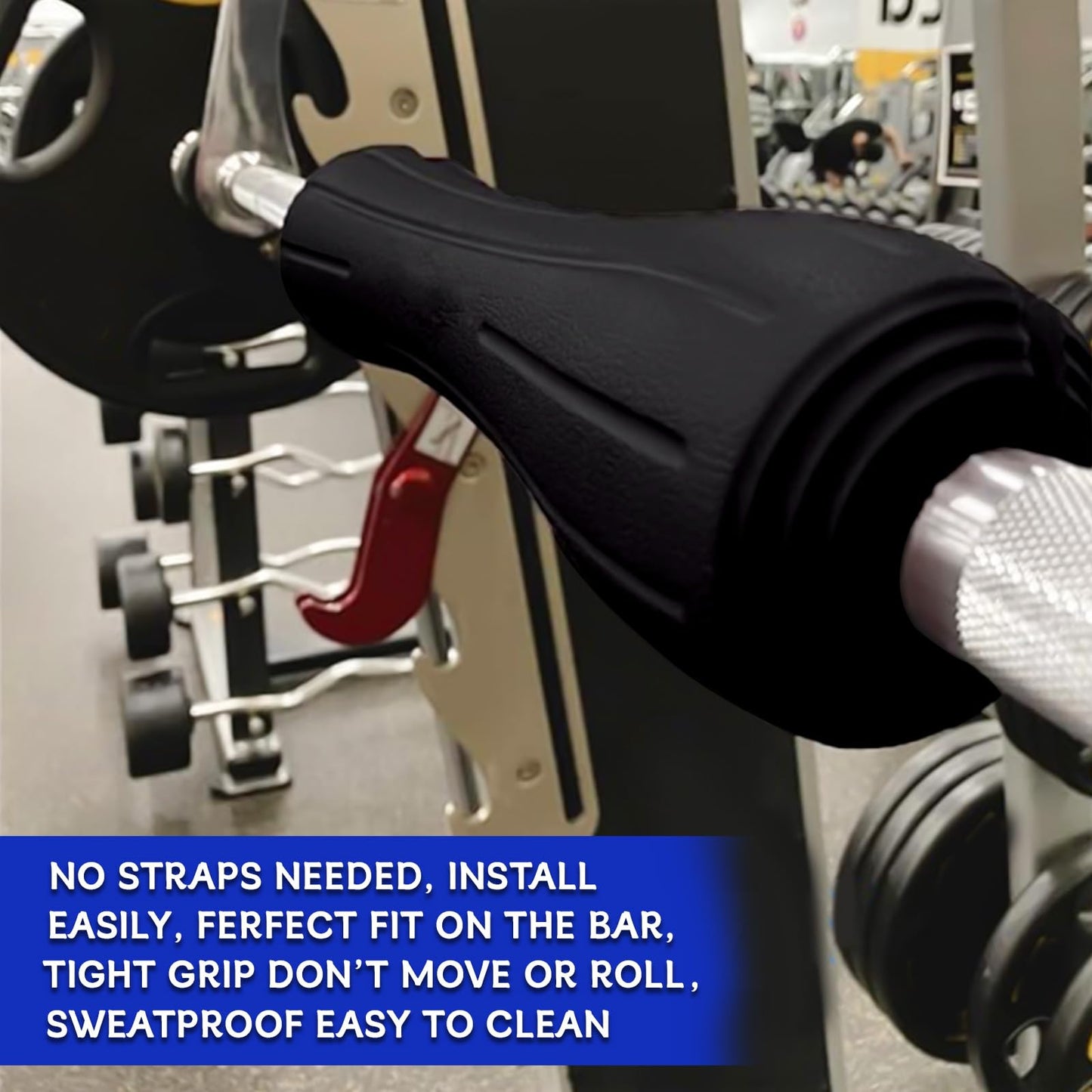 KIRVOITA Rubber Barbell Pad, Squat Pad, Hip Thrust Pad, Easy to Install, No Straps Needed, for Both Heavy Weights & Lower Weights (15.5 * 3.5 * 3.5 in, Black)