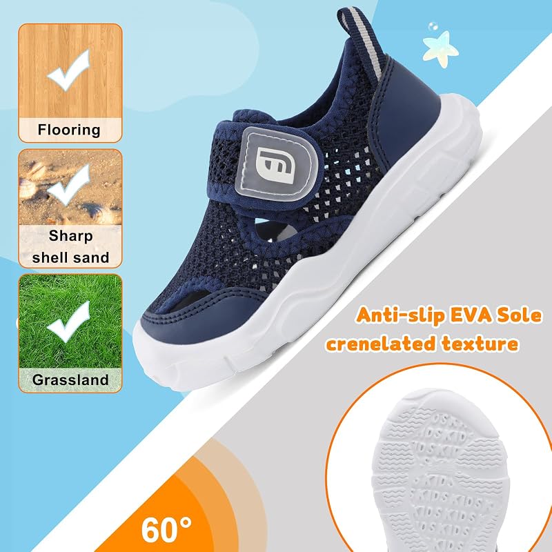 Variation: Navyblue+6 Wide Toddler Water Shoes - Lightweight Quick-Dry Beach Sandals