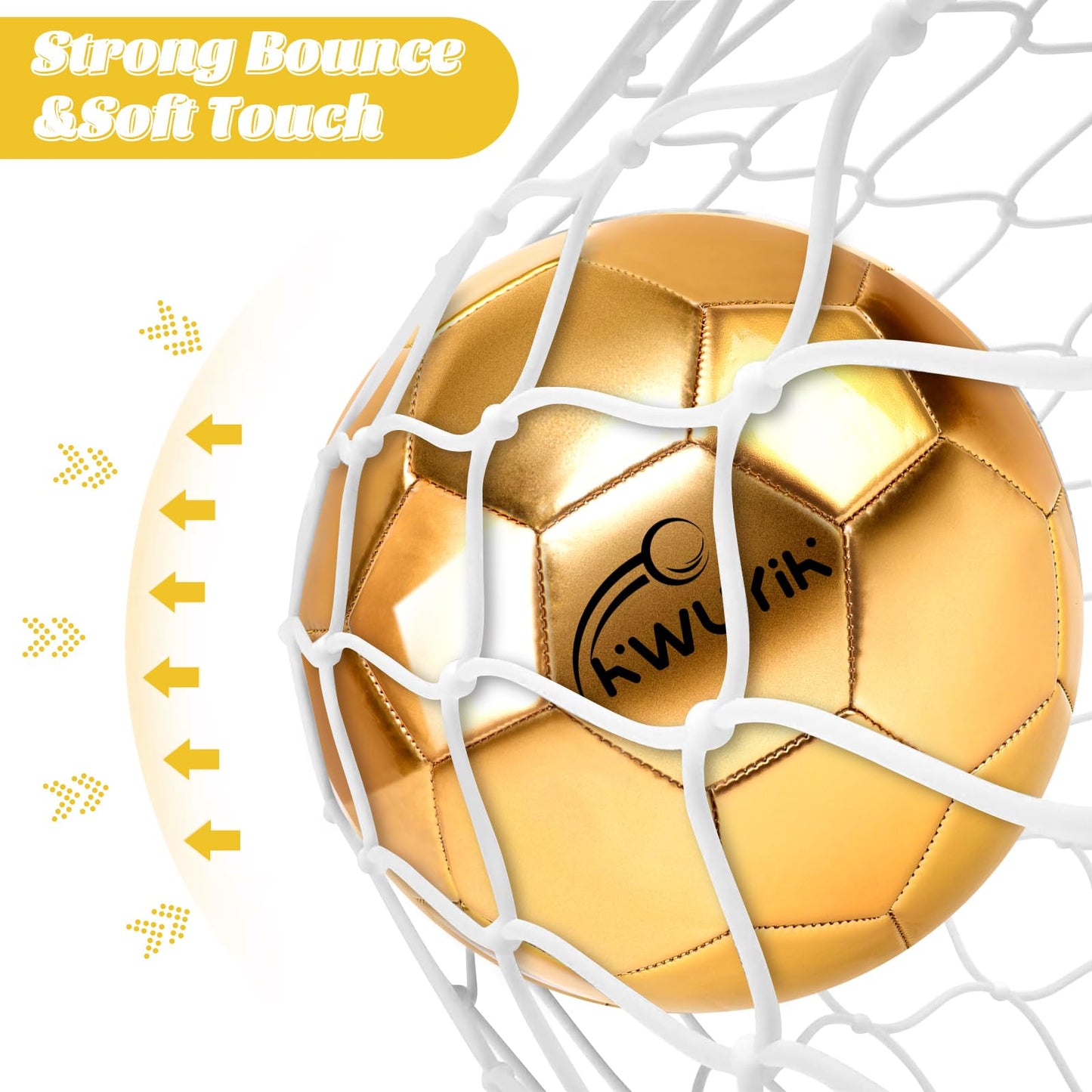 4Pcs Soccer Goals Set 2Pcs Soccer Nets 2x1.5ft 1Pcs Ball 1Pcs Pump Indoor Soccer Nets for Kids with Size 2 Toddler Soccer Ball Foldable Net with Pump Pink Purple for Children Boys Girls (Gold)