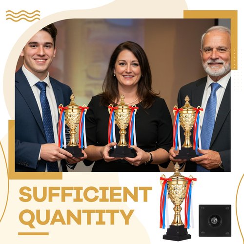 Liliaafar 3 Pcs Large Gold Trophy Award Cup Metal Trophy Cup for Soccer Basketball Sports Competitions Championships Award Ceremony Celebration Party Gift(11.4 x 5.5 Inch)