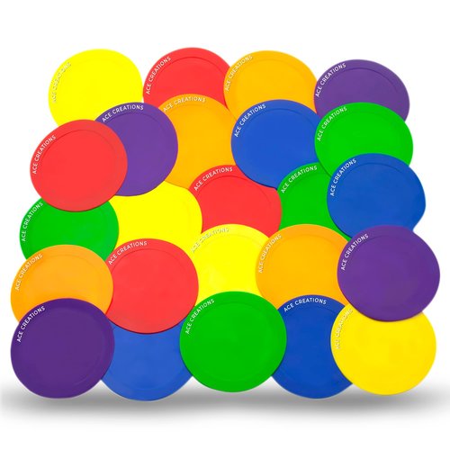 Ace Creations 9 Inch Poly Vinyl Spot Markers ??Training Drills with School Gyms, Sports Teams, Track and Field, Basketball, Football, Soccer, Baseball, Gymnastics, Preschool, Kindergarten ??Set of 12