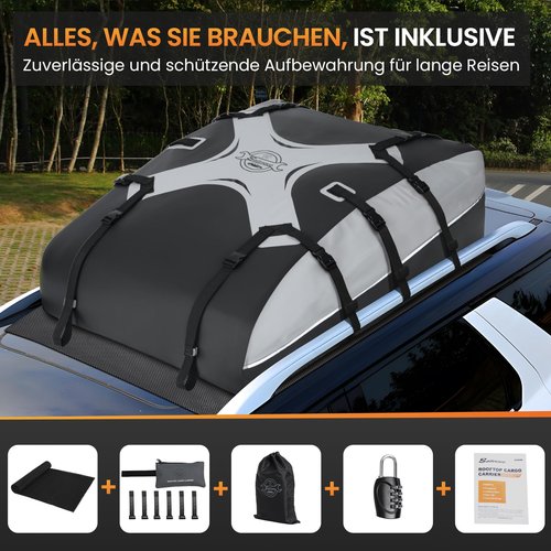 Sailnovo Car Roof Bag Cargo Carrier 20 Cubic,Waterproof Cargo Roof Bag for All Vehicles with/Without Roof Rack with Strap, Anti-Slip Mat,6 Door Hooks(Classic Gray-Black)