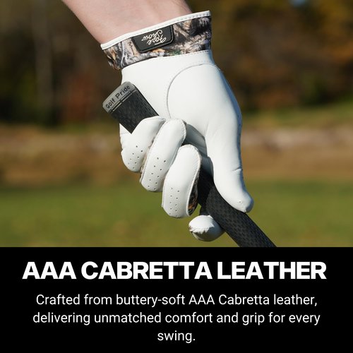 Premium Leather Hunting Camo Golf Glove for Men – Right Handed Golfers – AAA Cabretta Leather Golf Gloves for Men Right Hand Golfer – Sizes M-XL (X-Large, Wear On Right Hand (Lefty Golfer))