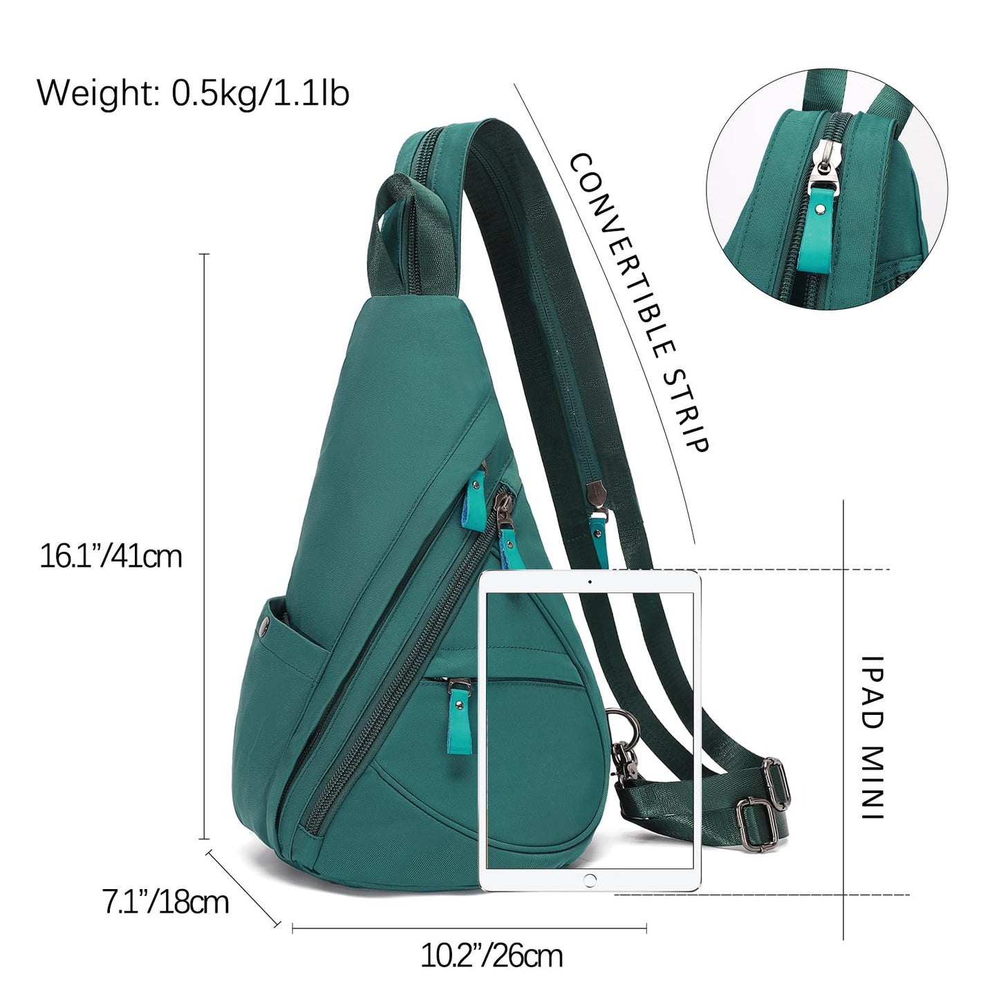 KL928 Nylon Sling Bag - Small Crossbody Backpack Shoulder Casual Daypack Multipurpose Rucksack for Men Women