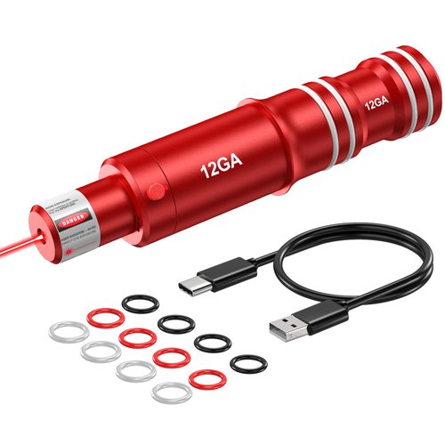 Vantara 2-in-1 12GA Laser Training Cartridge w/Bore Sighter for Dry Fire Training System - Red Laser Bullet w/Bore Sighting for Shooting Practice & Sight Calibration