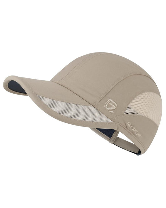 GADIEMKENSD Cooling Running Hat Quick Dry Summer Baseball Cap UPF50+ Sports Sun Caps Breathable Mesh Trucker Dad Hats Unstructured for Golf Tennis Hiking Gym Travel Camping Khaki M/L 7-7 1/2