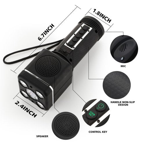 UZOCHI Rechargeable Megaphone Bullhorn, Portable Bluetooth Loud Speaker with Built-in Siren and Recording, 3 LED Modes, Design for Outdoors, Camping, Rescue