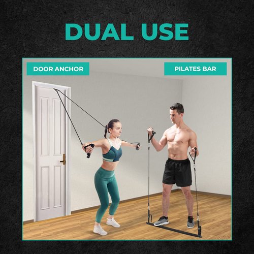 Repston Pilates Bar Kit with Resistance Bands - Home Gym Equipment - Workout Equipment for Women and Men - Pilates Equipment with Adjustable Resistance Bands (Straight, Black)