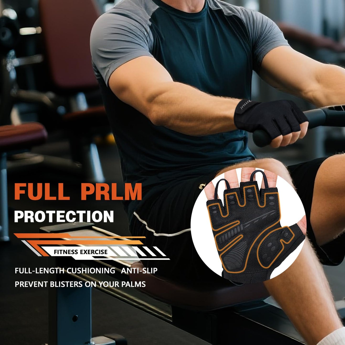 Rioomui Gym Gloves for Men,Lightweight Breathable Workout Gloves Women with Excellent Grip and Snug fit for Weight Lifting, Gym,Training, Crosstraining, Pull ups, Fitness-Black-XL