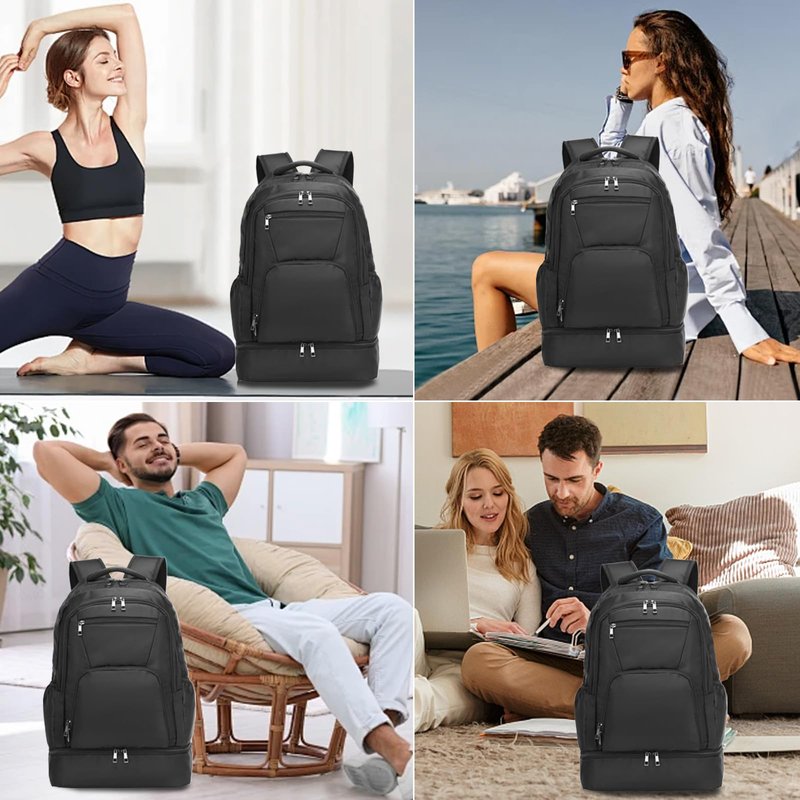 seyfocnia Gym Backpack for Men,Large Gym Bag with Shoe Compartment Lightweight Travel Workout Sports Backpack Water Resistant Carry on Backpack