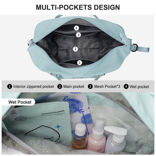 Sport Travel Duffle Bag Large Gym Tote Bag for Women, Weekender Carry on Bag for Airplane, Ladies Beach Overnight Bag Waterproof Luggage Bag with Wet Pocket