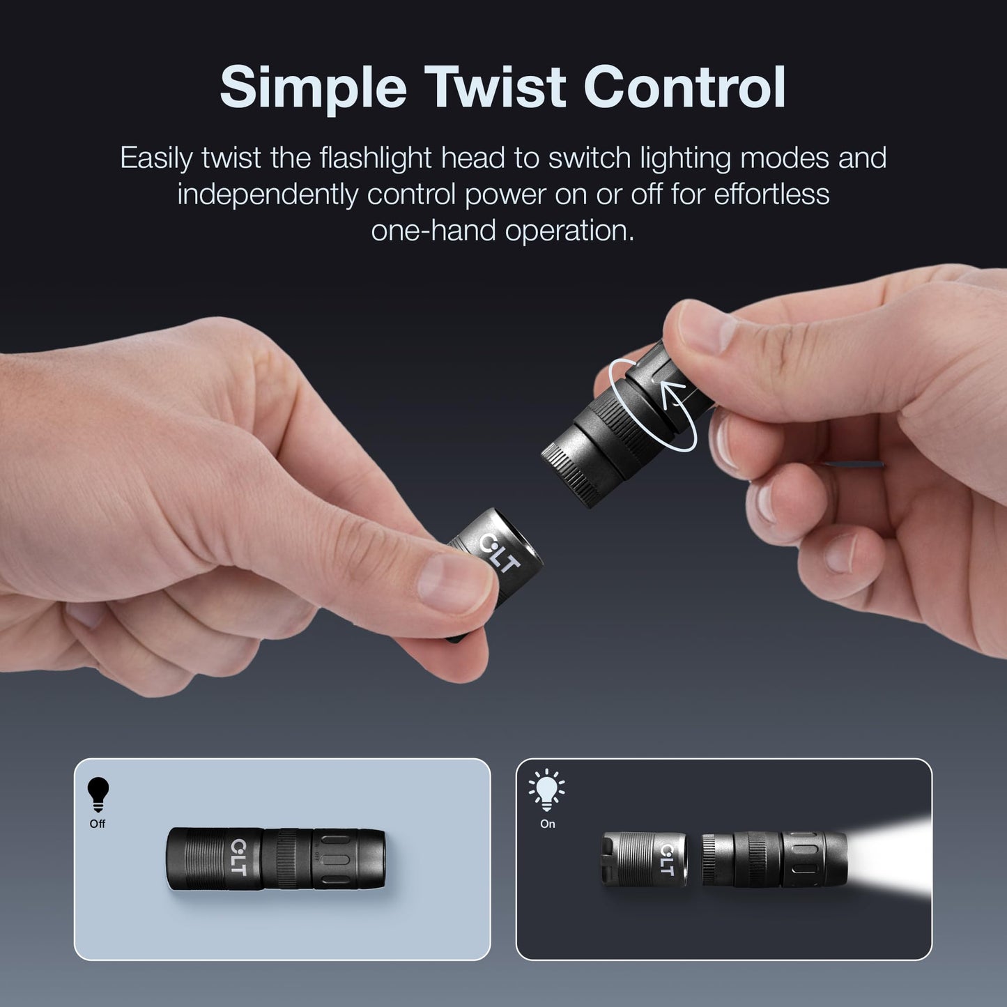 CLT Mini EDC Rechargeable Flashlight Magnetic Keychain, Snap on/off, 105 Lumen, Portable and Compact LED Keychain Flashlights - Durable Built-in Battery Ideal for Everyday Carry - Black