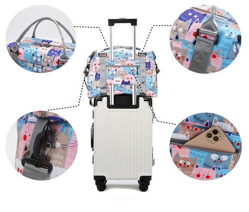 Travel Duffle Bag Weekender Overnight Bag Gym Tote with Dry and Wet Separated Pocket for Women Girls Shoulder Workout Duffel Bag Water Resistant (cute dinosaurs)