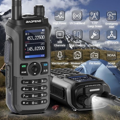 Ham Radio BaoFeng Radio Handheld Long Range for Adults UV-21R Two Way Radio USB Charger Rechargeable K5 Plus Walkie Talkies NOAA Weather Radio 999 Channels VOX with 771 Antenna (2 Pack)