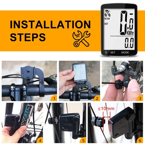 Nellvita Wireless Bike Computer, 20 Multi-Functions, Real Waterproof Bicycle Speedometer, Cycling Odometer with 3'' Large LCD Display(Simple to Read), Easy to Use