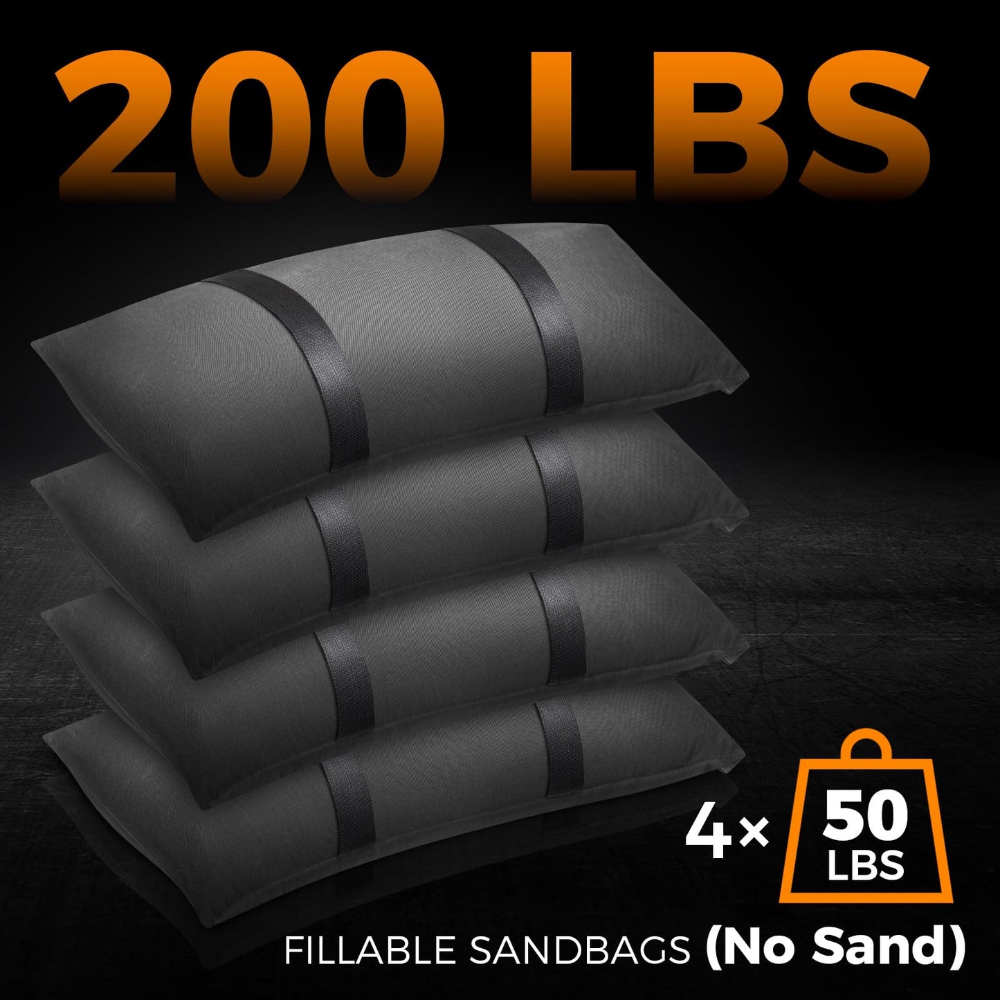 200 LBS Umbrella Base Weights Sandbags, 4 Packs Sand Bags for Weight, Weatherproof Fillable Heavy Duty Weight Sandbag for Outdoor Furniture Backyard Umbrella Garden Trampoline Poolside Accessories
