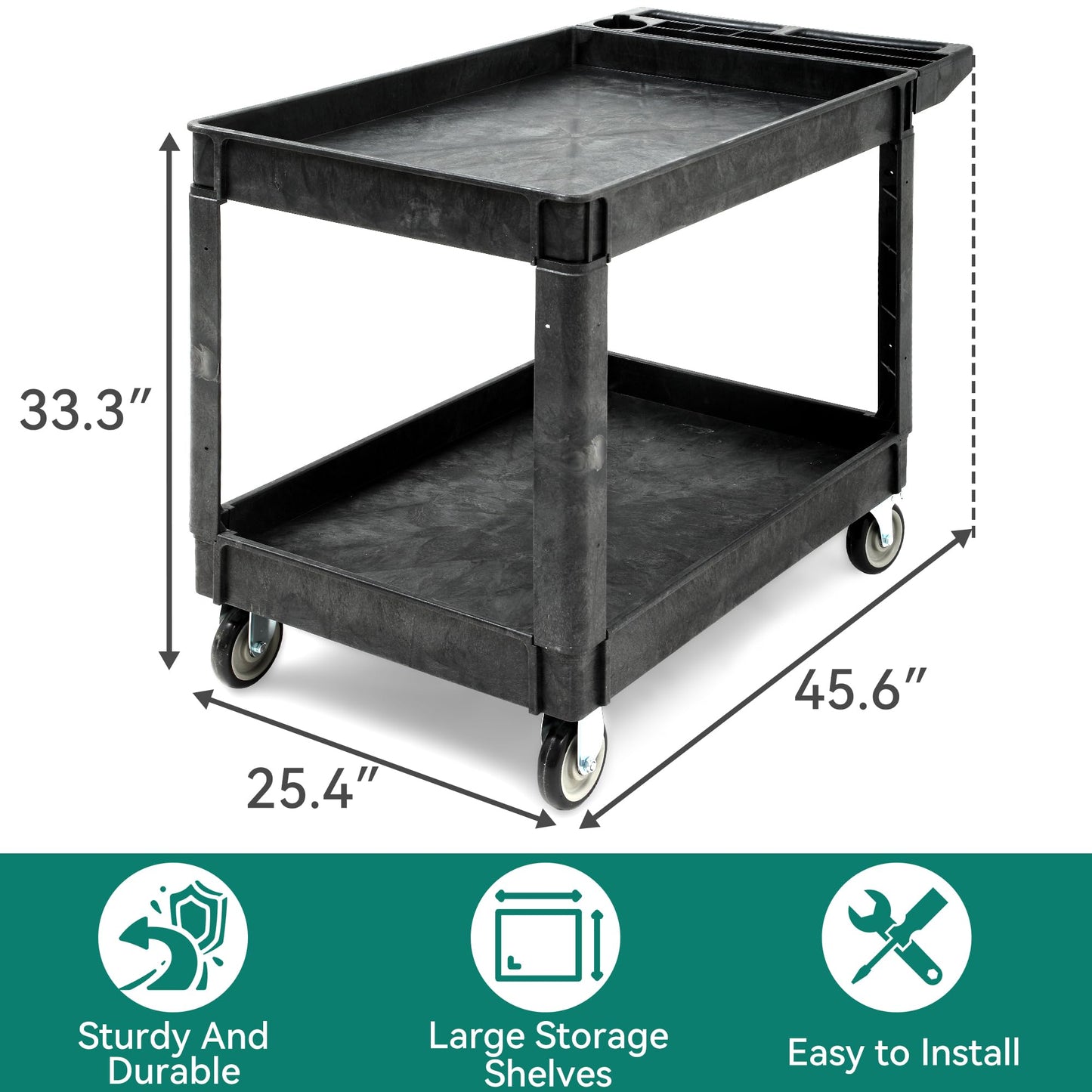 YITAHOME Utility Cart on Wheels 45 x 25 Inch w/Swivel Wheels(2 Brake)