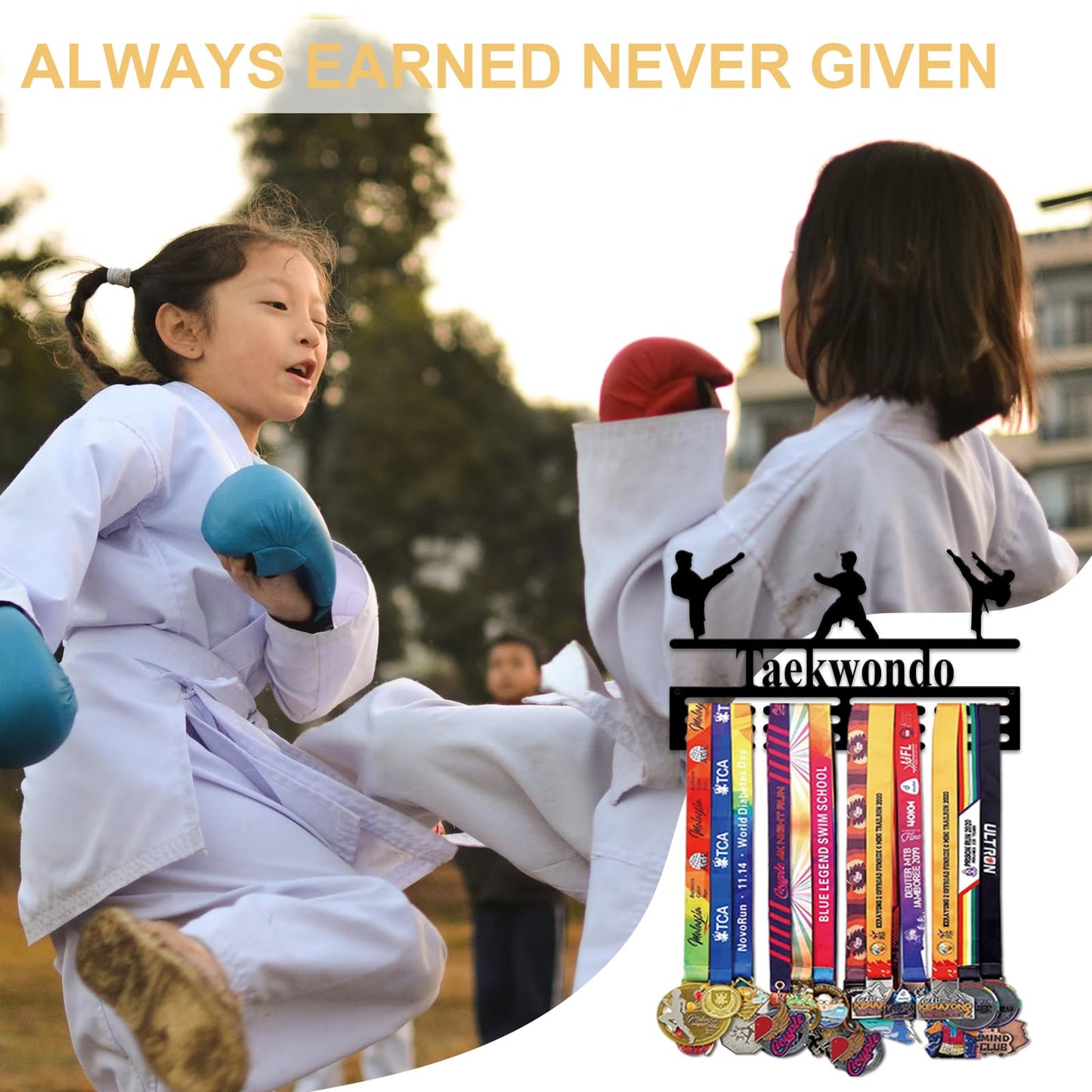Resama Medal Hanger Holder Display Wall Rack Frame Shelf-Medal Hanger Awards Ribbon Taekwondo,Holder Display Rack for 60 Medals