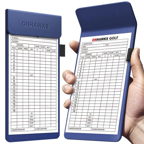 ONHAWKS Golf Magnetic Yardage Book Cover & Leather Scorecard Clover,Golf Accessories for Men,Magnet Book Case for Back Pocket