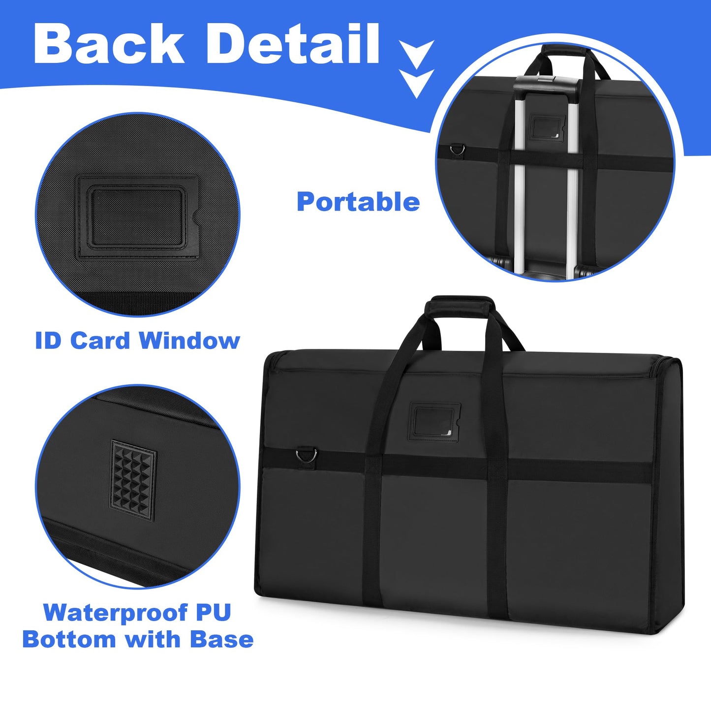 Trunab Portable Monitor Carrying Case, 27-32 Inch Computer Screen Padded Bag Hold Up to 2 LCD Screens/TVs, Not Compatible with iMac, with Accessories Pocket, PU Bottom, for Travel, Work, Transport