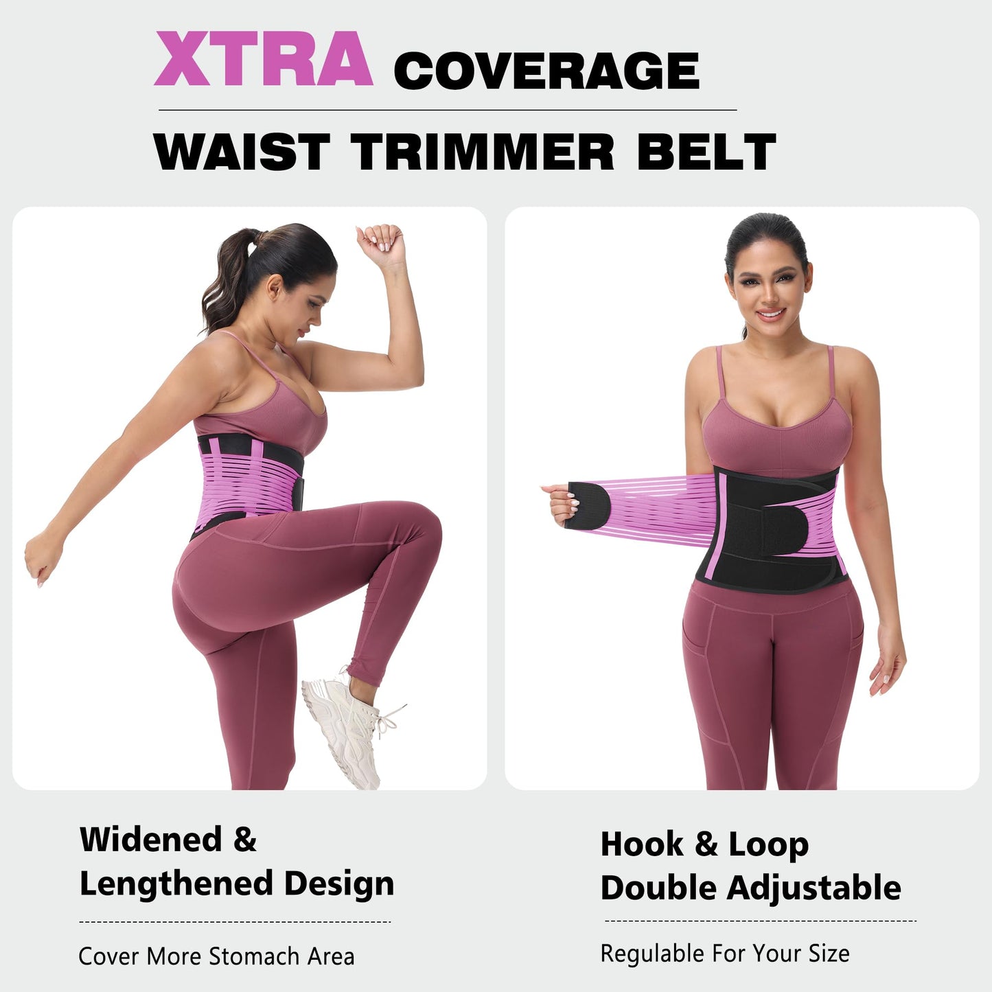 KOOCHY Waist Trainer For Women Men,Waist Trimmer Tummy Control Belt Sweat Band for Weight Loss Workout Fitness Gym (Purple, Large)