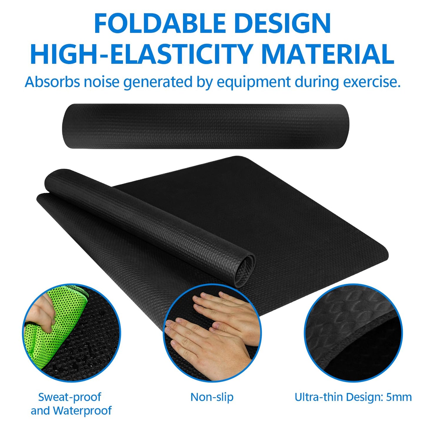 Treadmill Mat,Bike Mat,Stationary Bike Mat,Foldable Treadmill Mat for Hardwood Floors,Under Exercise Bike Trainer Pad for Indoor Gym Equipment Hardwood Floor Carpet Protector