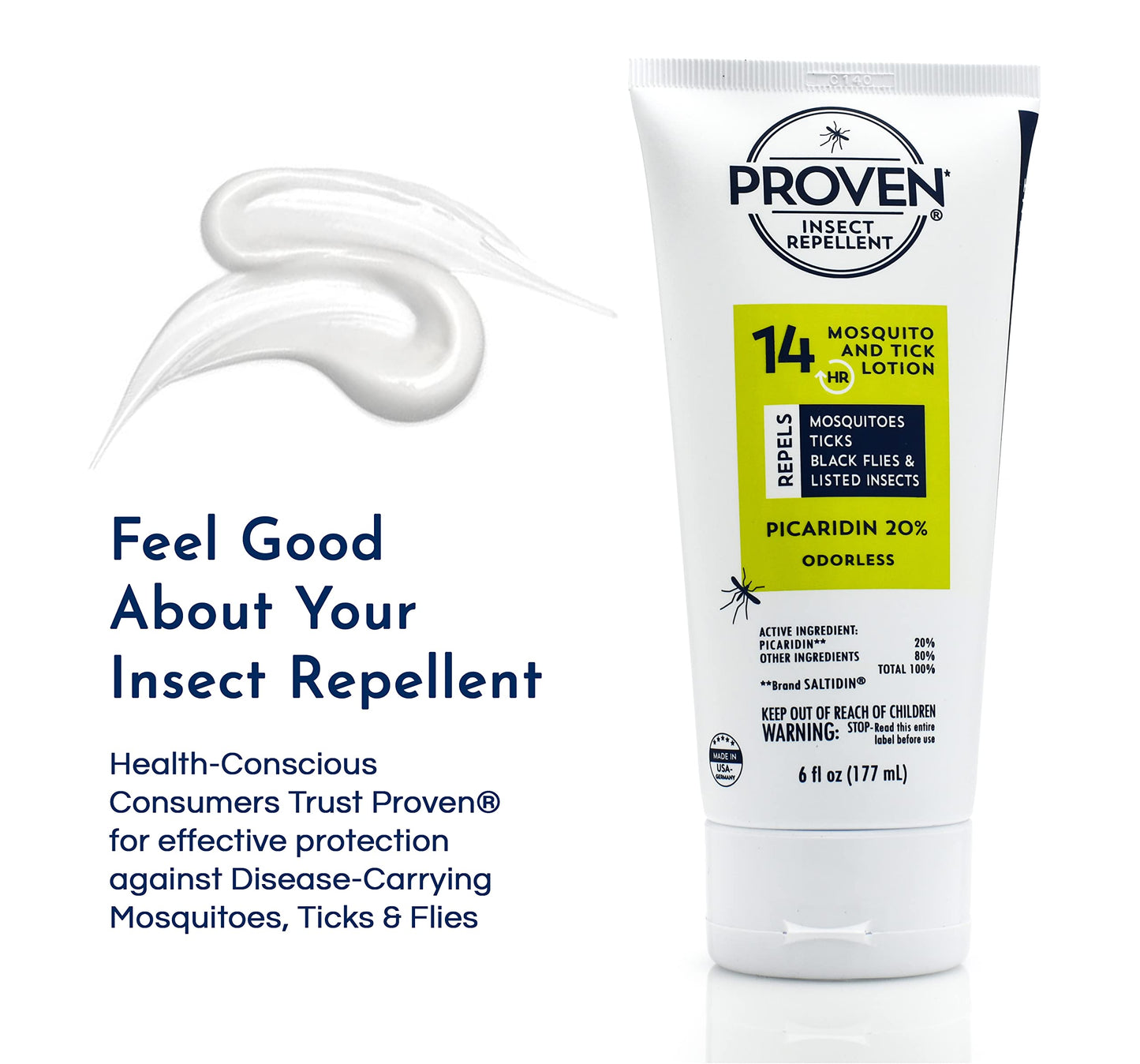 Proven Insect Repellent Lotion for Mosquitoes, Ticks & Black Flies - (2 Pack) 6 fl oz - DEET Alternative Mosquito Repellent - Up to 14-Hour Protection - Great for Camping or Hiking - Odorless