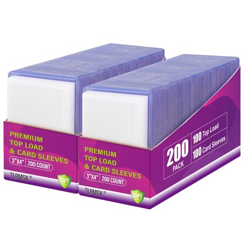 400 Packs Card Sleeves Top Loaders for Cards,3"X4" Baseball Card Protectors Toploaders,Hard Plastic Card Holder for Trading Sports Football Game Cards (200 Hard Sleeves+200 Penny Sleeves)