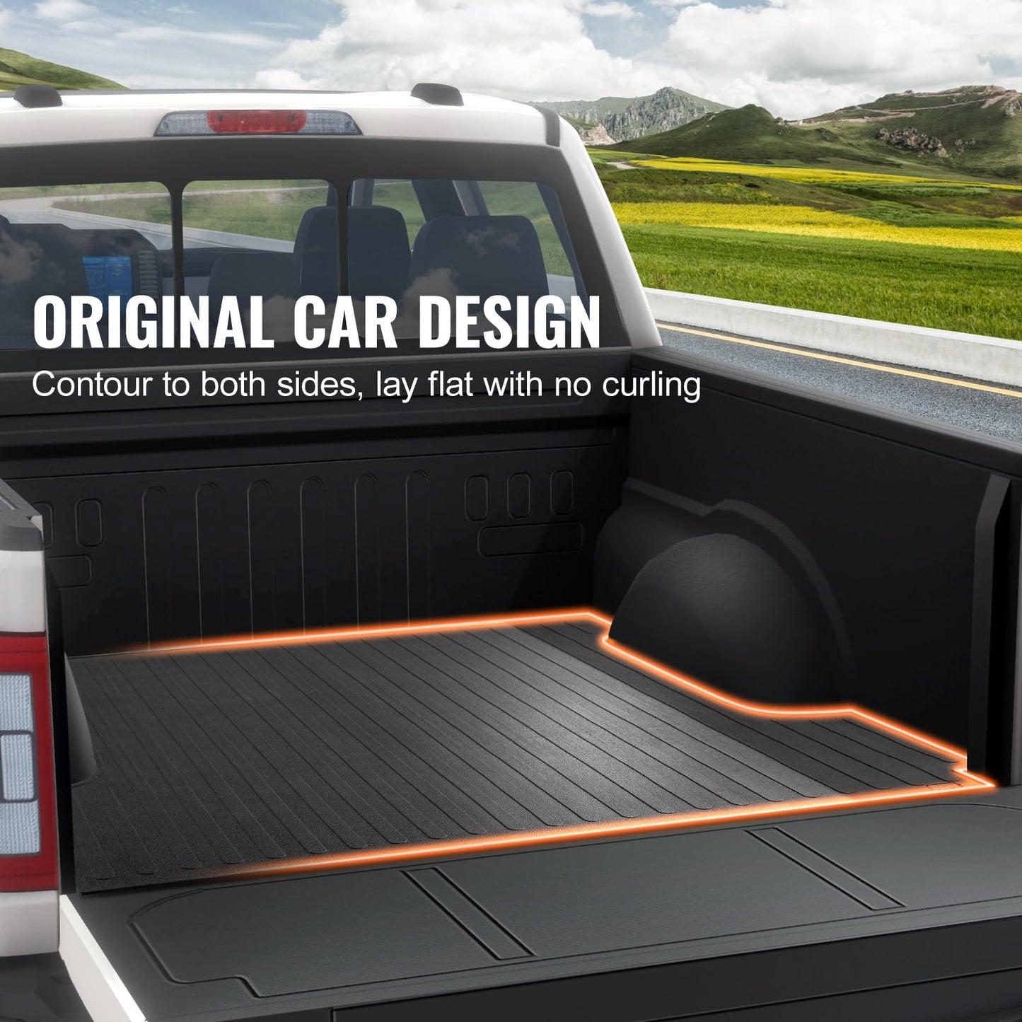 VEVOR Truck Bed Mat, Fits for 2015-2026 Ford F150 5.5 FT Short Bed, 66.5" x 64" Rubber Truck Bed Liner, 1/4" Thick Bed Mat Car Accessories for All-Weather Protection, Prevent Slipping or Damage