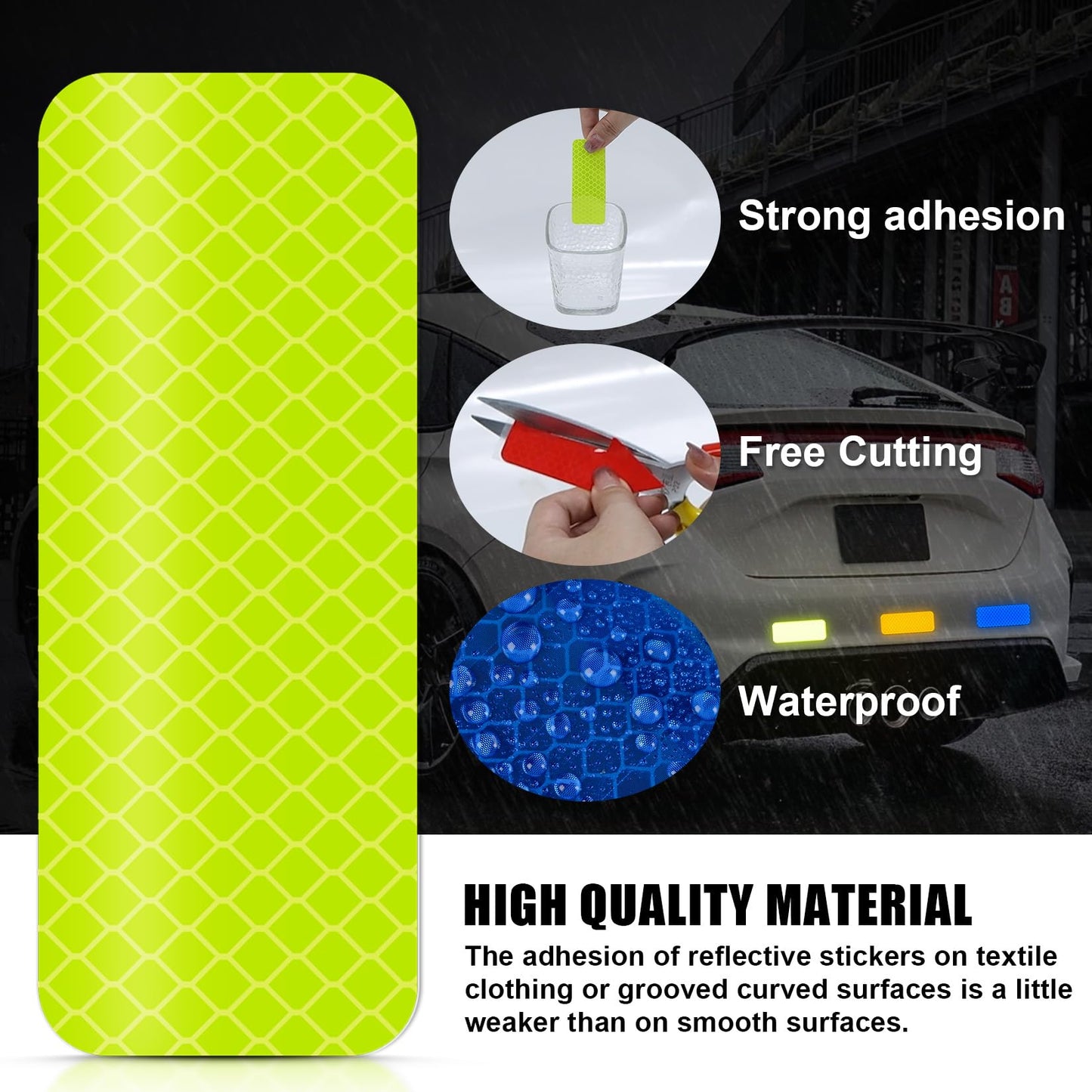 PSLER Reflective Stickers, 36 PCS High Visibility Reflective Tape Waterproof Reflective Strips Bulk Safety Reflective Tape for Car Motorcycle Bike Trailer Helmet Mailbox Bag, 6 Colors