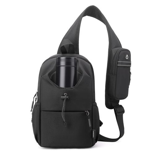 OKKID small waterproof sling bag with water bottle holder crossbody sling backpack for men women chest bag for hiking travel
