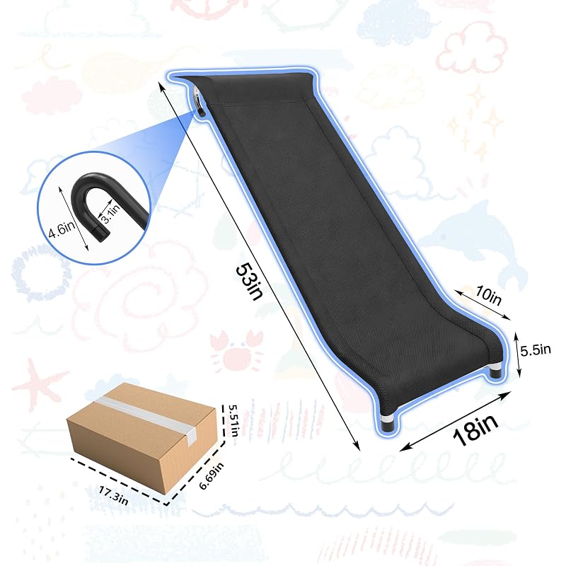Trampoline Slide with Cushioning for 10-16 ft Trampolines - Universal Safety Accessory (Silver)