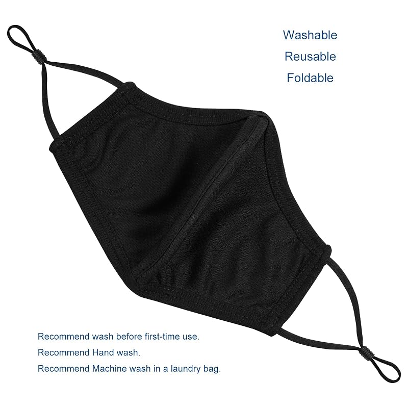 L-Black Adjustable Reusable 3-Ply Cloth Face Mask for Adults – Washable, Breathable Fabric Coverings