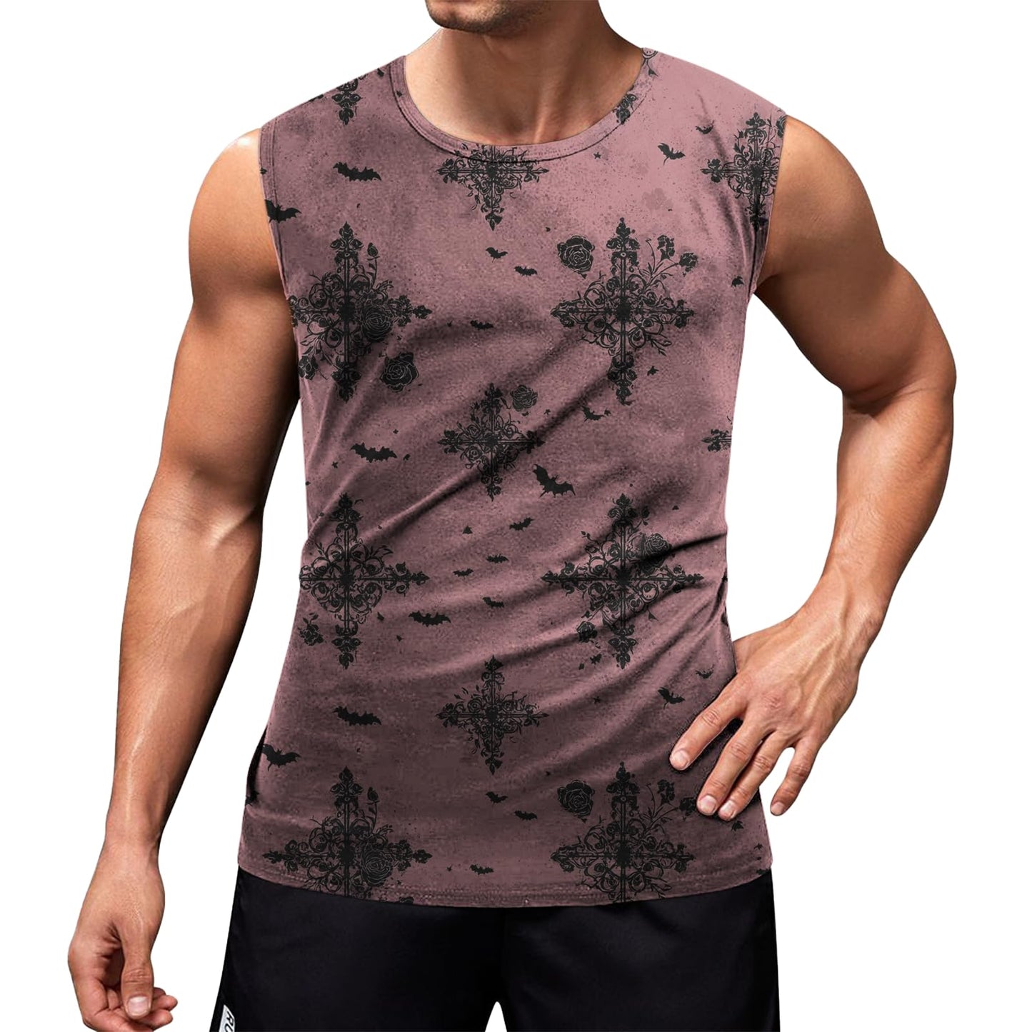 Tank Top Under Shirt for Men Moisture Wicking Skin-Friendly Swim Tank Top Men Plus Size Fashionable Beachwear Summer Sleeveless Retro Crewneck Shirt,2XL