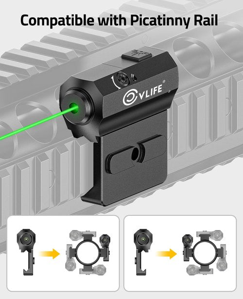 CVLIFE Rifle Green Laser Sight Compatible with M-Lok and Picatinny Rail Mount, Laser Beam Sight Low Profile Tactical Green Laser Magnetic Rechargeable