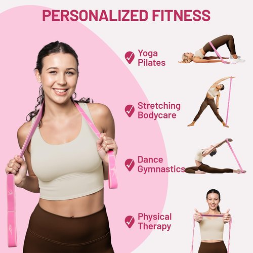 Slim Panda Stretch Strap, Dance Stretch Bands Flexibility, Elastic Yoga Stretching Strap with 9 Loops for Physical Therapy, Pilates, Yoga, Ballet, Gymnastics Stretching Bands for Exercise