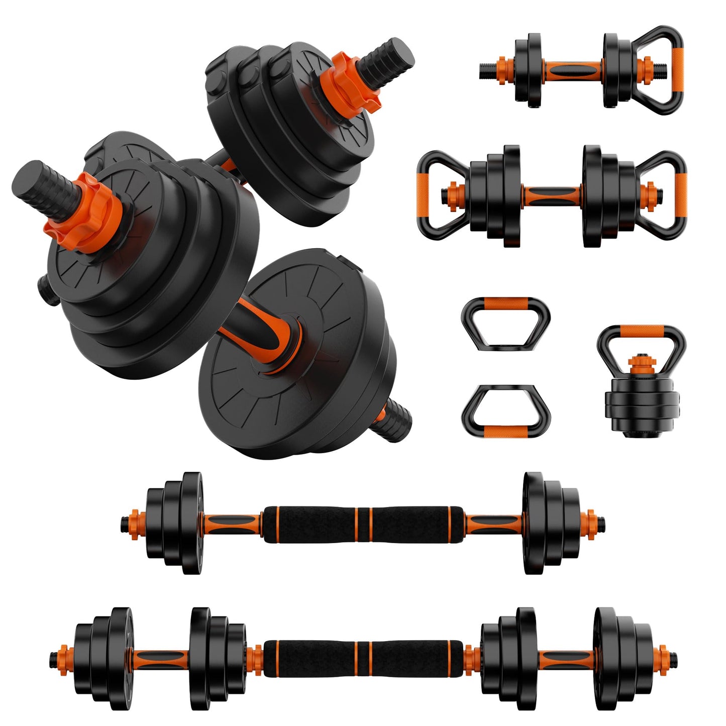 VTORY Adjustable Weights Dumbbell Set, 20/70/90lbs Free Weights Set with Connector, 4 in1 Dumbbells Set Used as Barbell, Kettlebells, Push up Stand, Weight Set for Home Gym Suitable Men/Women, 70lb