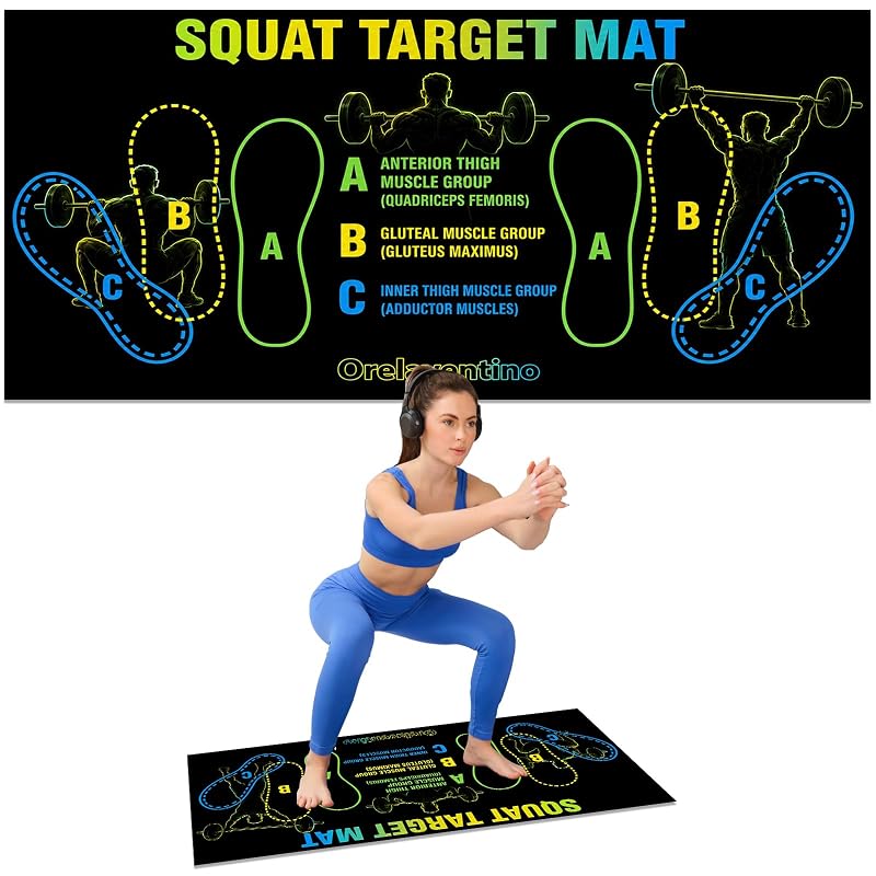 Squat Mat with Foot Position – Non-Slip Gym Pad for Proper Squat Form (Green/Black) - Orelaventino