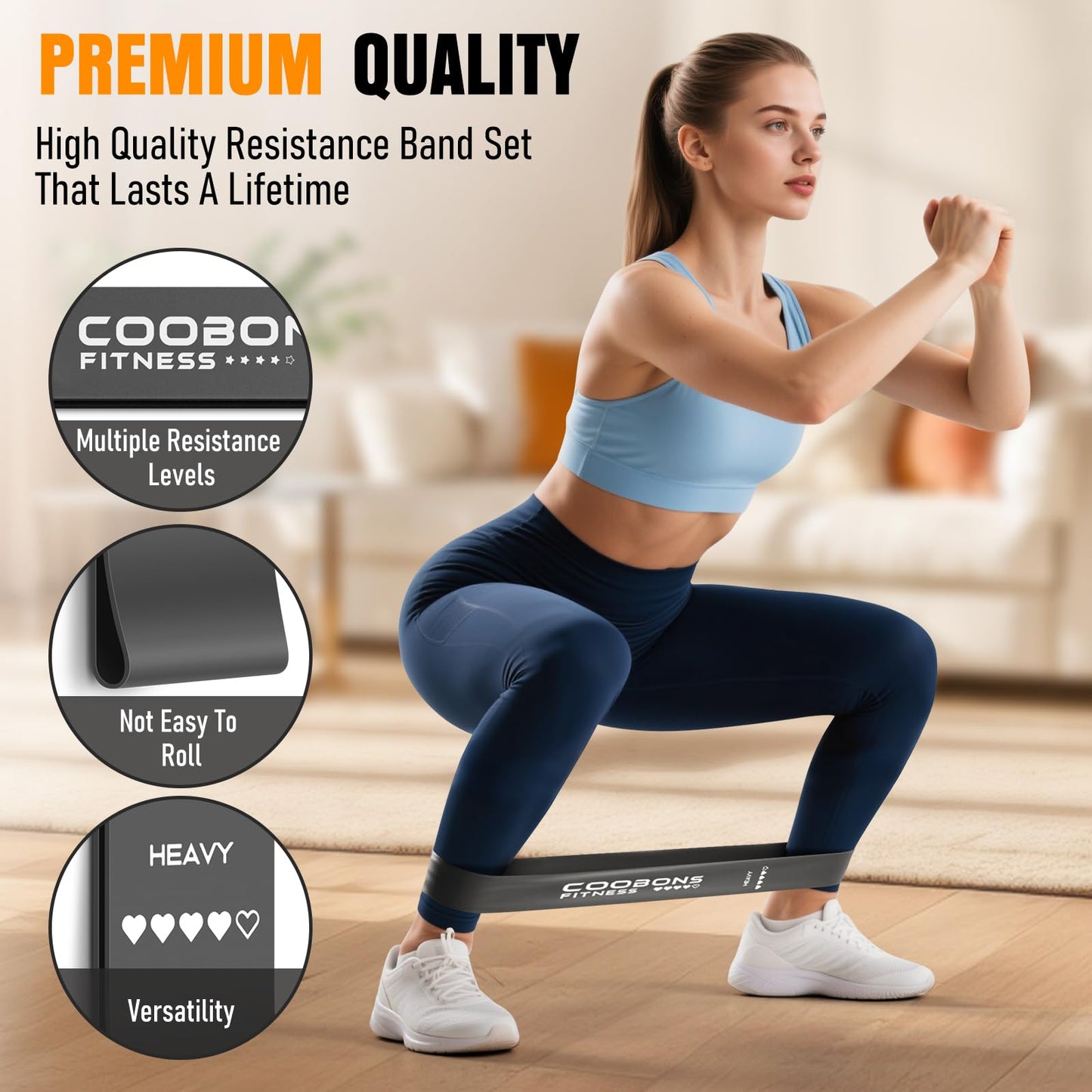 Resistance Bands for Working Out, Exercise Bands Resistance Bands Set with 5 Resistance Levels, Latex Loop Bands for Women Men, Workout Bands for Legs, Glutes, Strength Training, Yoga, Home Gym