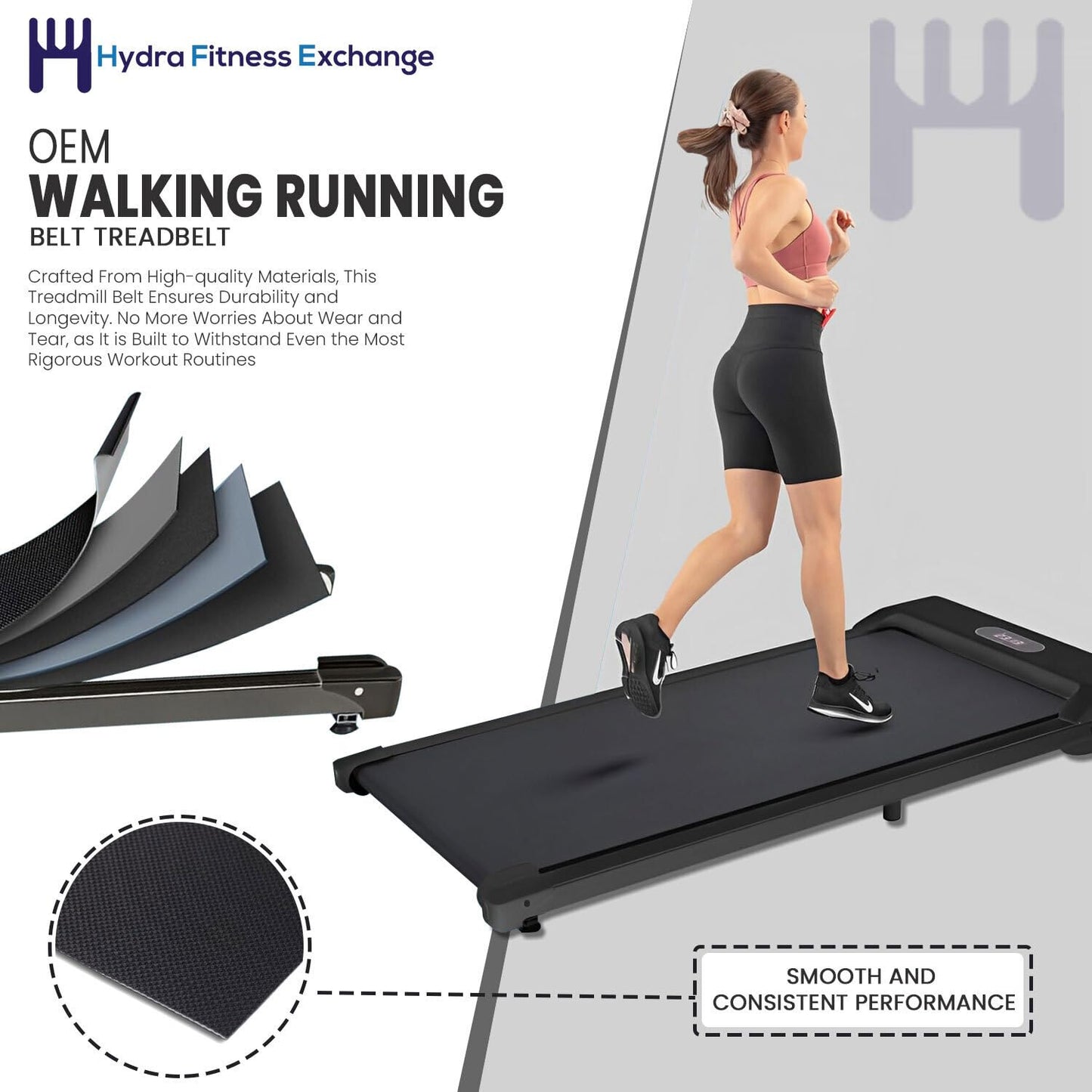 Hydra Fitness Exchange Walking Pad Under Desk Treadmill Running Belt Treadbelt | Walking Treadmill Belts Desk Attachment Replacement OEM Exercise Part 416827 | Works with Pro-Form Carbon T10