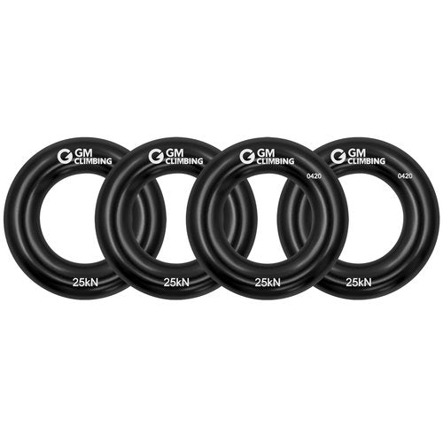 GM CLIMBING Black Small Rappel Ring 25kN for Rock Climbing Arborist Rescue Slackline Hammock 4-Pack