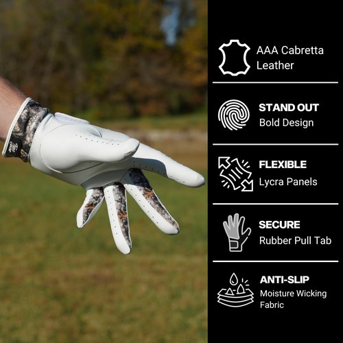 Premium Leather Hunting Camo Golf Glove for Men – Right Handed Golfers – AAA Cabretta Leather Golf Gloves for Men Right Hand Golfer – Sizes M-XL (X-Large, Wear On Right Hand (Lefty Golfer))