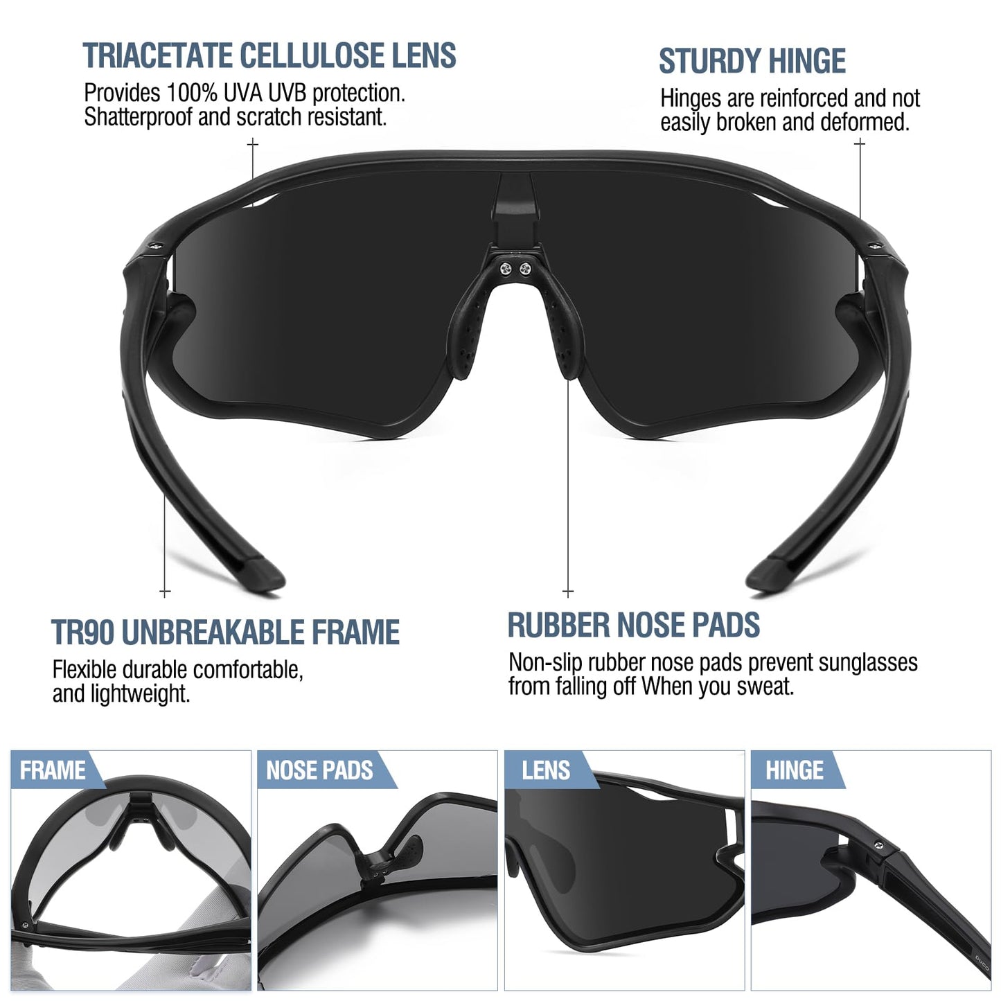 DUCO Kids Youth Baseball Sunglasses for Boys Girls Age 8-16 Polarized UV400 Protection Sports Cycling Glasses DK268